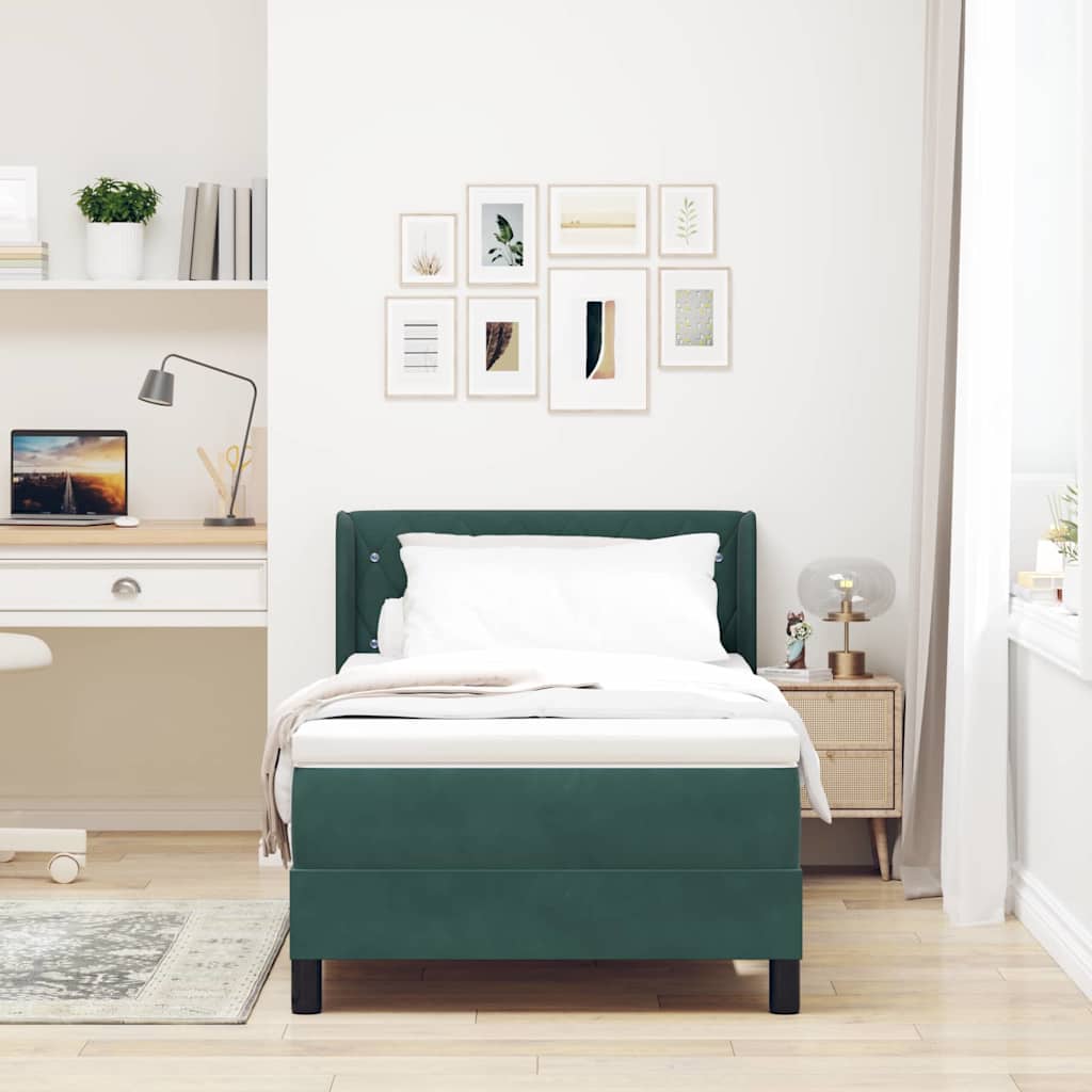 Letto a molle con testiera Verde Scuro 200 x 90 cm Velluto | homemem39