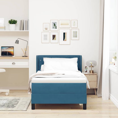Letto a molle con testiera Blu Scuro 200 x 90 cm Velluto | homemem39