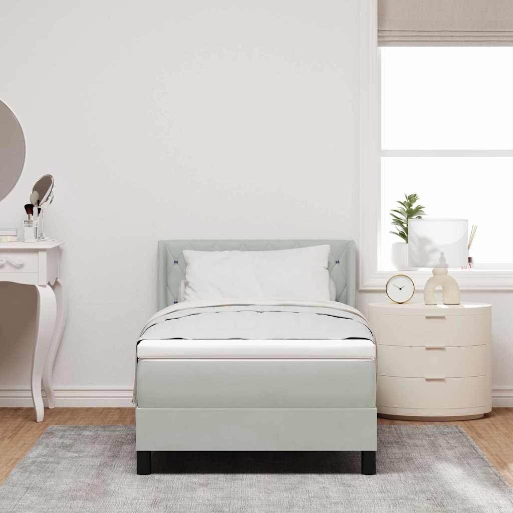 Letto a molle con testiera Grigio chiaro 200 x 100 cm Velluto | homemem39