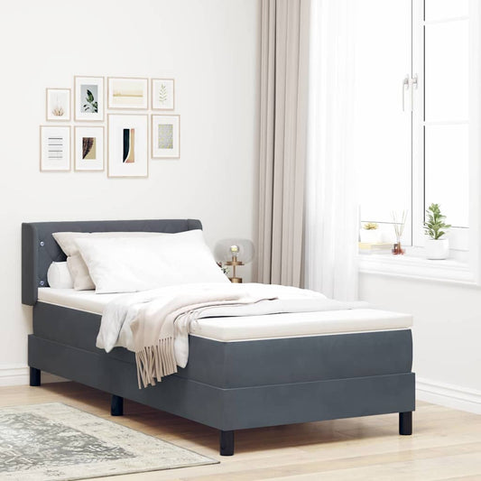 Letto a molle con testiera Grigio scuro 200 x 100 cm Velluto | homemem39