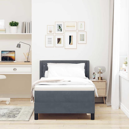 Letto a molle con testiera Grigio scuro 200 x 100 cm Velluto | homemem39