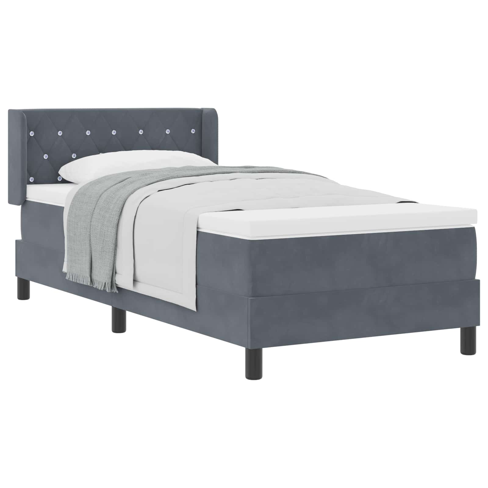 Letto a molle con testiera Grigio scuro 200 x 100 cm Velluto | homemem39