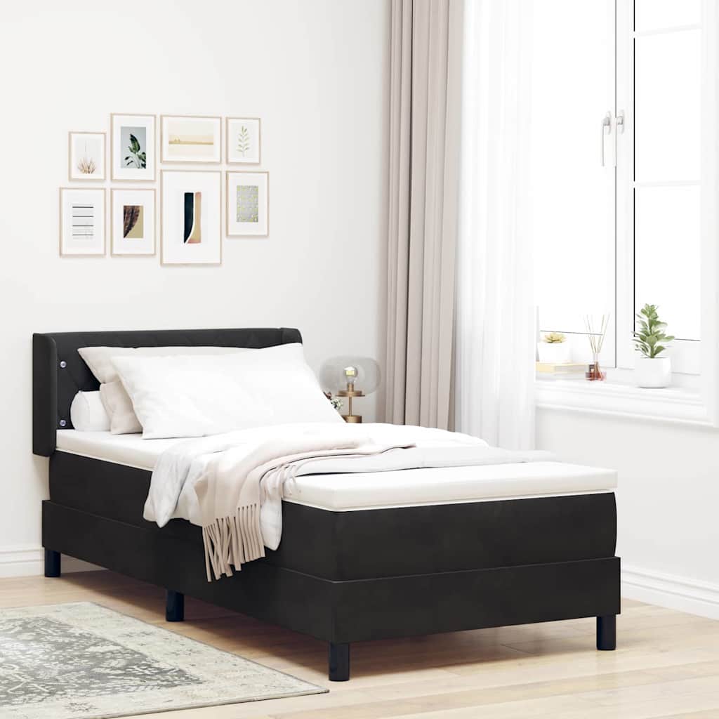 Letto a molle con testiera Nero 200 x 100 cm Velluto | homemem39
