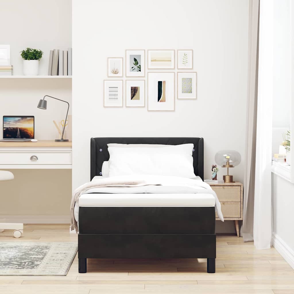 Letto a molle con testiera Nero 200 x 100 cm Velluto | homemem39