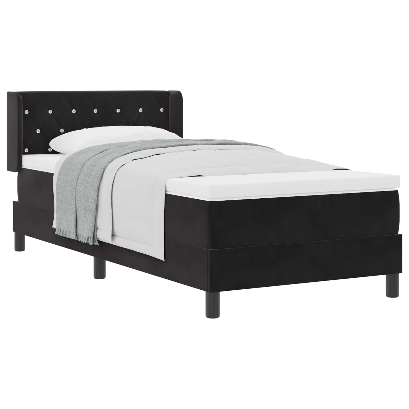 Letto a molle con testiera Nero 200 x 100 cm Velluto | homemem39