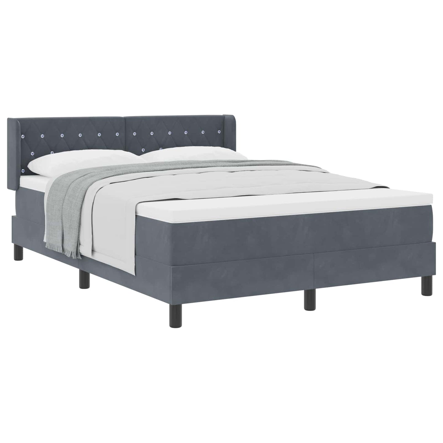 Letto a molle con testiera Grigio scuro 190 x 140 cm Velluto | homemem39