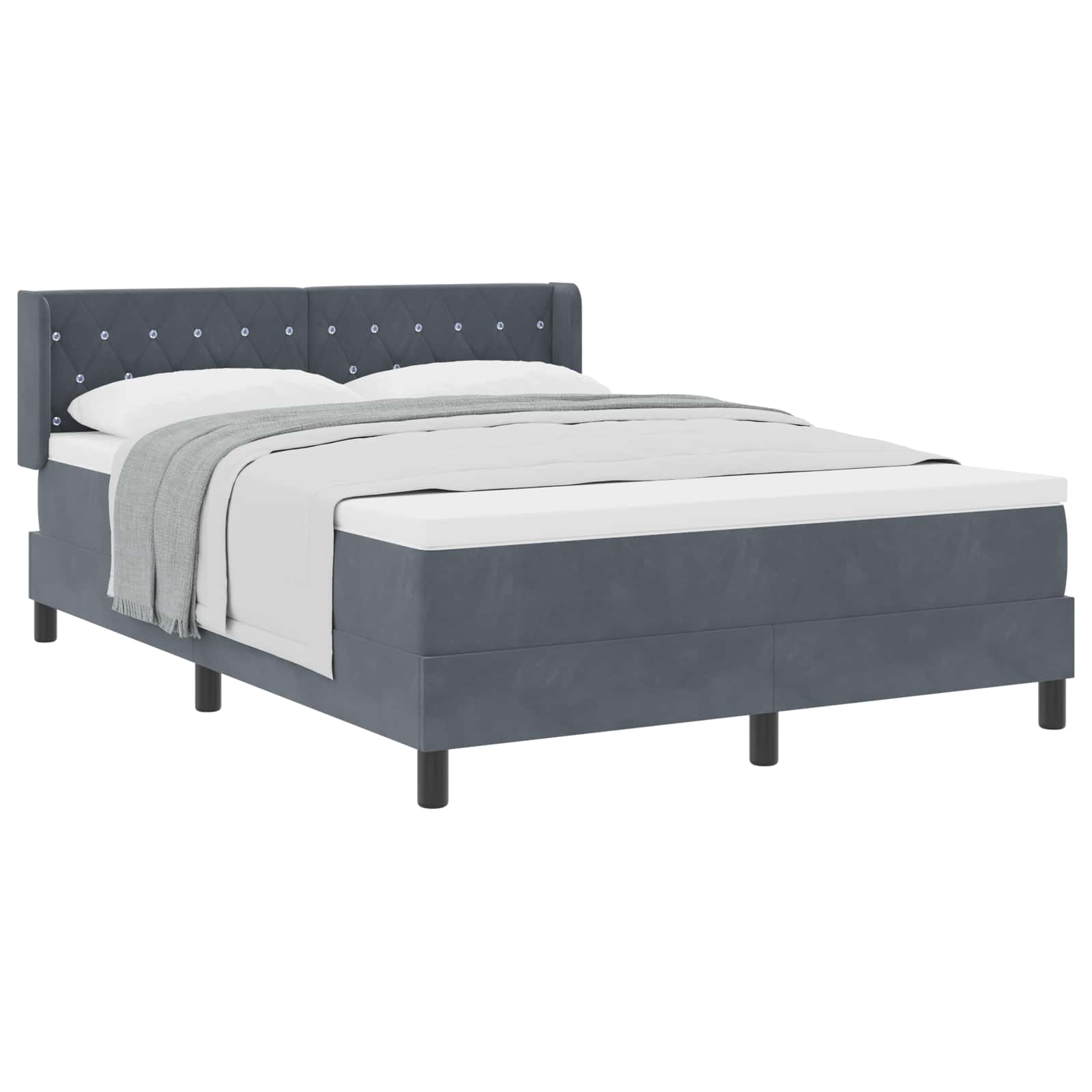 Letto a molle con testiera Grigio scuro 190 x 140 cm Velluto | homemem39