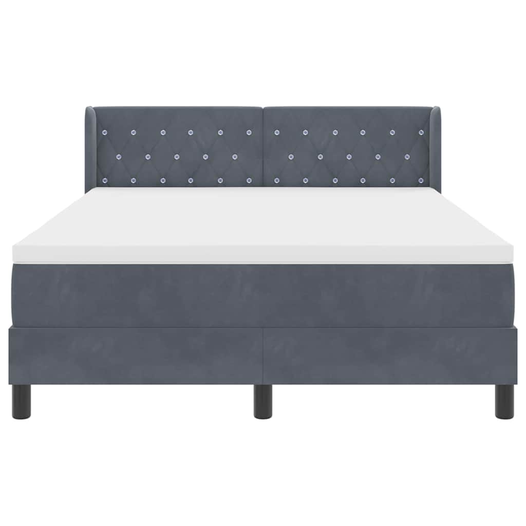 Letto a molle con testiera Grigio scuro 190 x 140 cm Velluto | homemem39