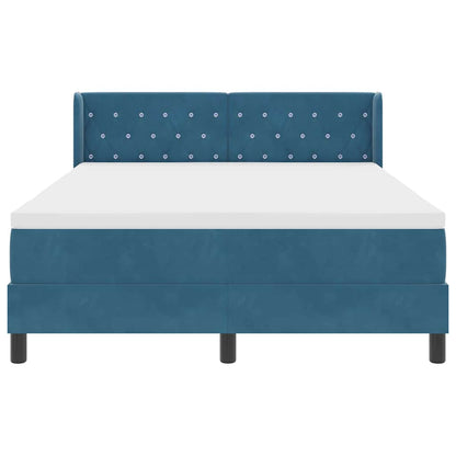 Letto a molle con materasso Blu Scuro 190 x 140 cm Poliestere