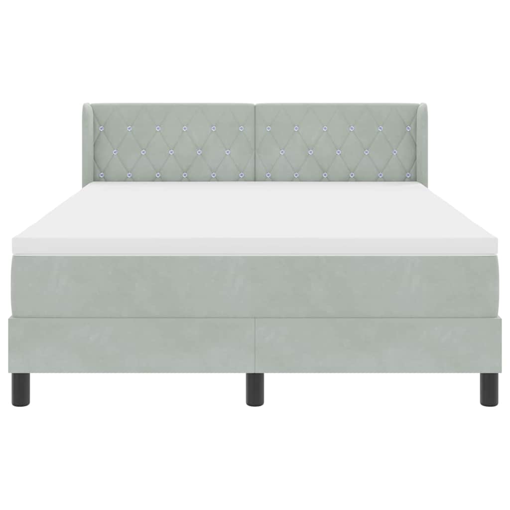 Letto a molle con testiera Grigio chiaro 200 x 140 cm Velluto | homemem39