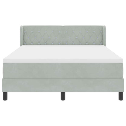 Letto a molle con testiera Grigio chiaro 200 x 140 cm Velluto | homemem39
