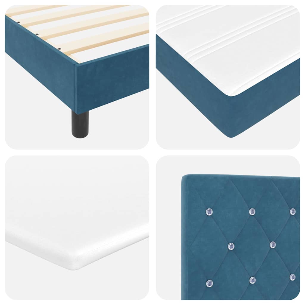 Letto a molle con testiera Blu Scuro 200 x 140 cm Velluto | homemem39