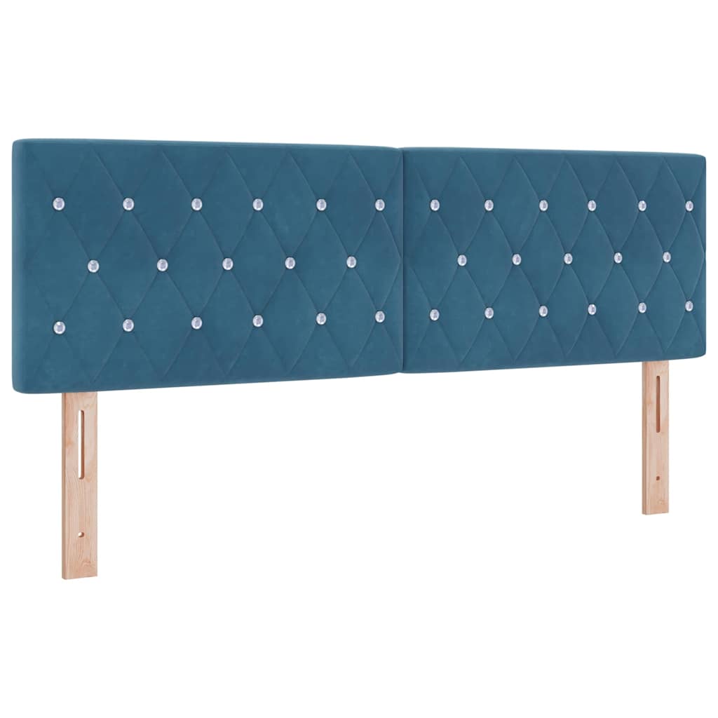 Letto a molle con testiera Blu Scuro 200 x 140 cm Velluto