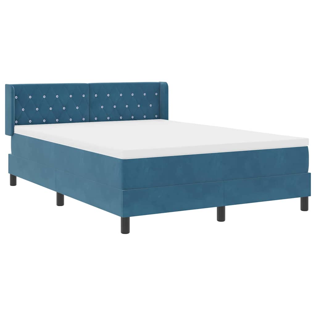 Letto a molle con testiera Blu Scuro 200 x 140 cm Velluto