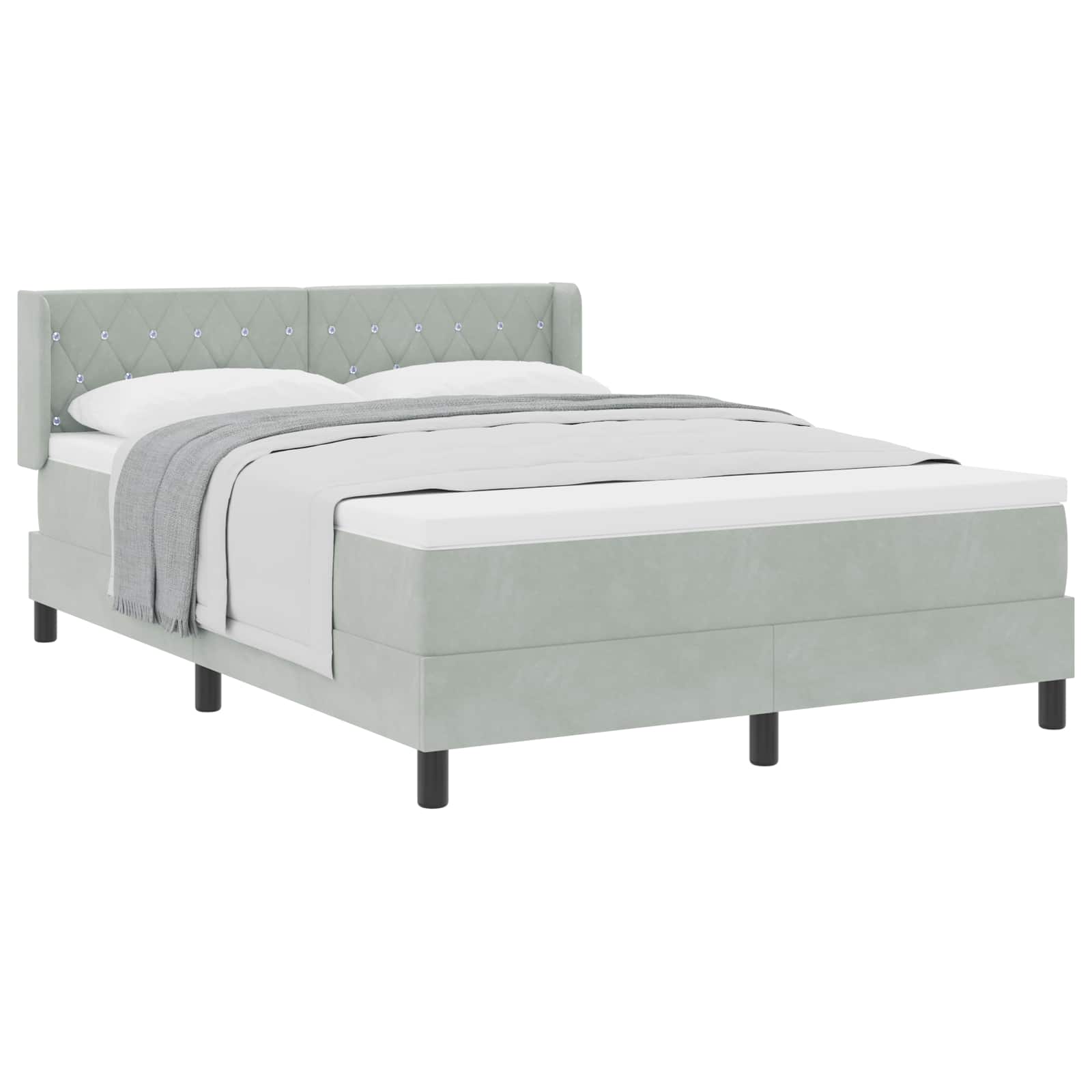 Letto a molle con testiera Grigio chiaro 200 x 160 cm Velluto | homemem39