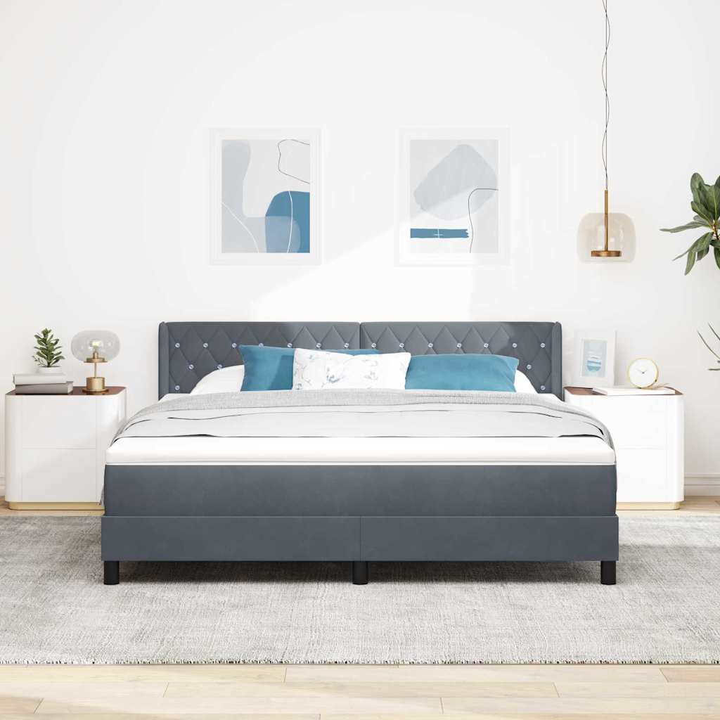 Letto a molle con testiera Grigio scuro 200 x 180 cm Velluto | homemem39
