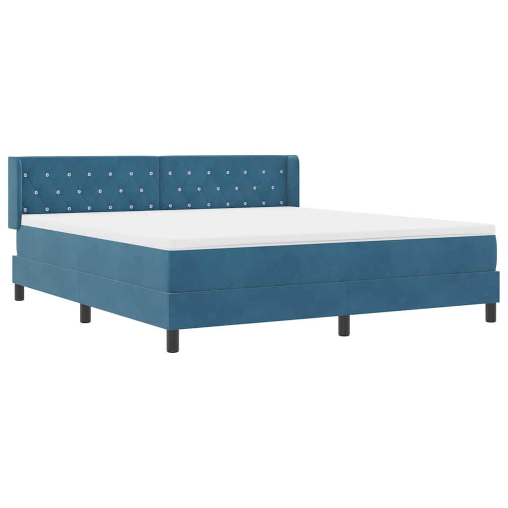 Letto a molle con testiera Blu Scuro 200 x 180 cm Velluto | homemem39