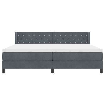 Letto a molle con testiera Grigio scuro 200 x 200 cm Poliestere