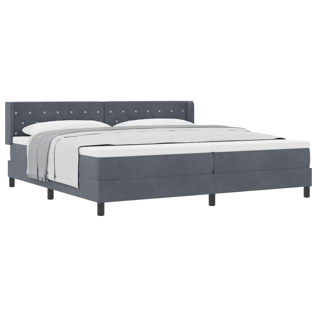 Letto Box Spring con Materasso Nero 100x200 cm in Velluto