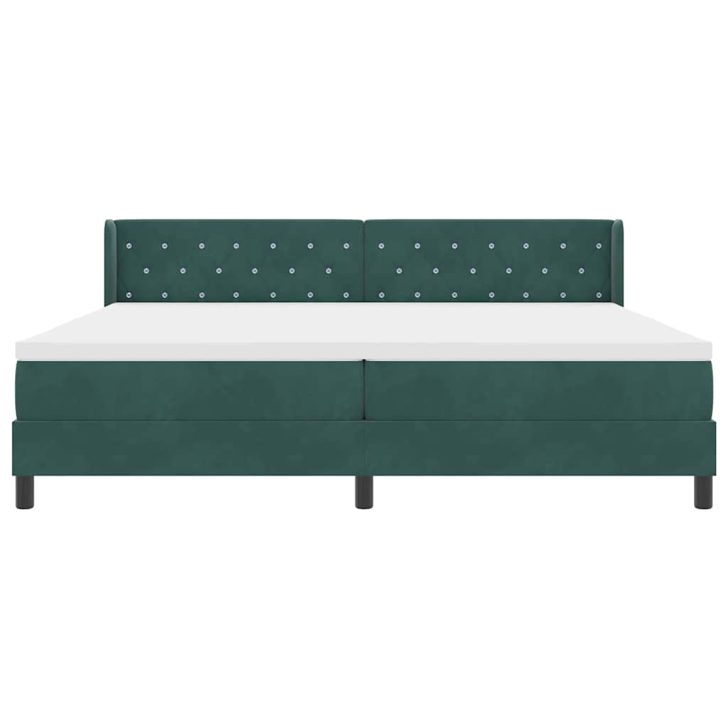 Letto a molle con testiera Verde Scuro 200 x 200 cm Velluto | homemem39