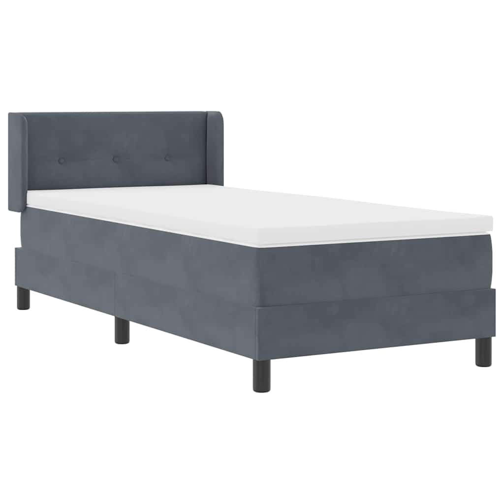 Letto Box Spring con Materasso Nero 100x200 cm in Velluto