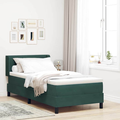 Letto a molle con materasso Verde Scuro 190 x 90 cm Poliestere