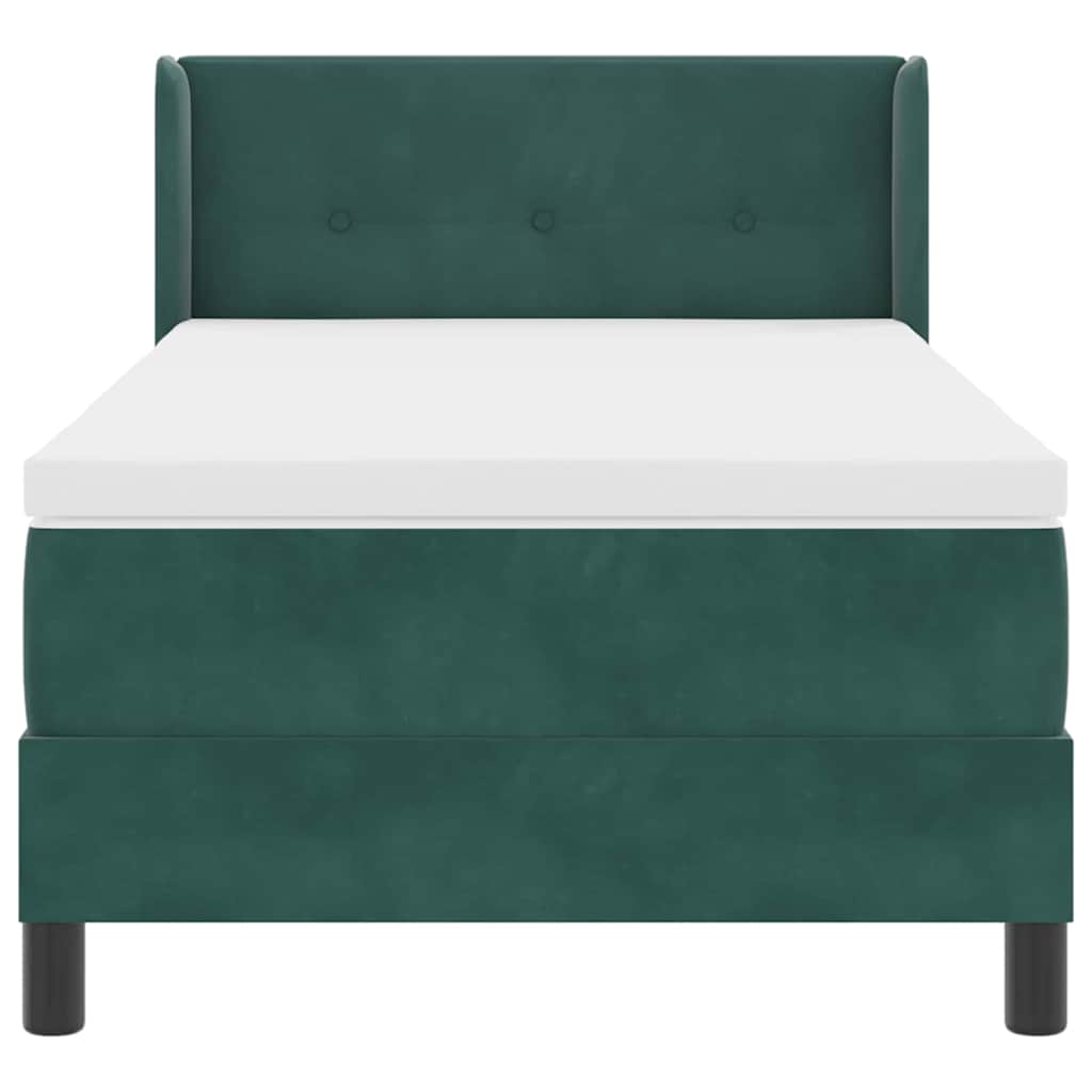 Letto a molle con materasso Verde Scuro 190 x 90 cm Poliestere