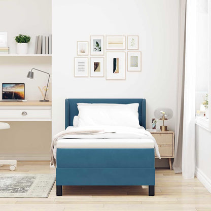 Letto a molle con testiera Blu Scuro 190 x 90 cm Velluto | homemem39