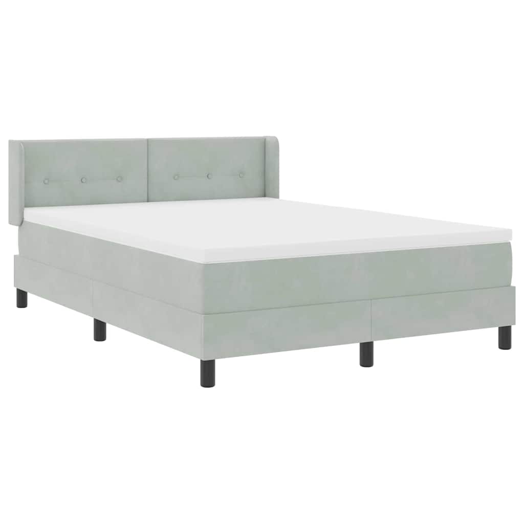 Letto a molle Grigio chiaro 190 x 140 cm Poliestere