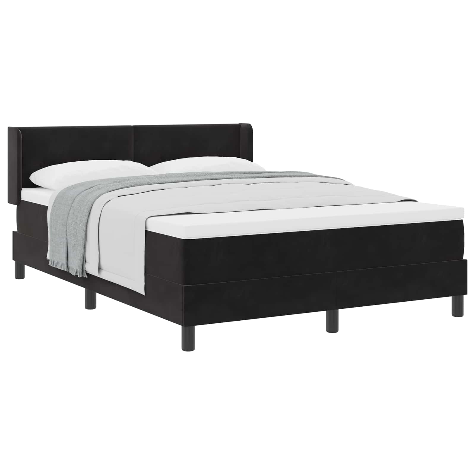 Letto a molle con testiera Nero 190 x 140 cm Velluto | homemem39