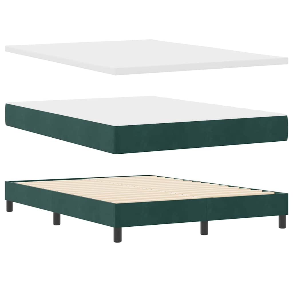 Letto a molle con materasso Verde Scuro 190 x 140 cm Poliestere
