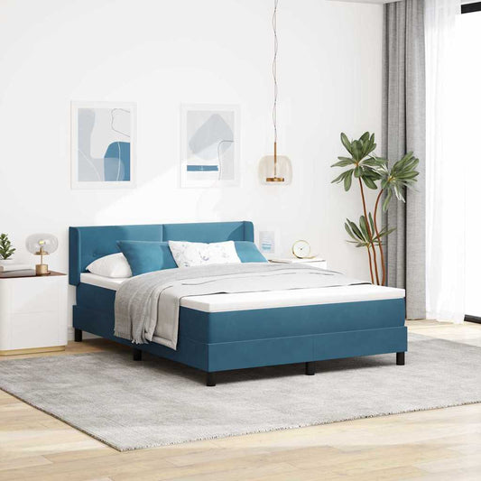 Letto a molle con testiera Blu Scuro 190 x 140 cm Velluto | homemem39