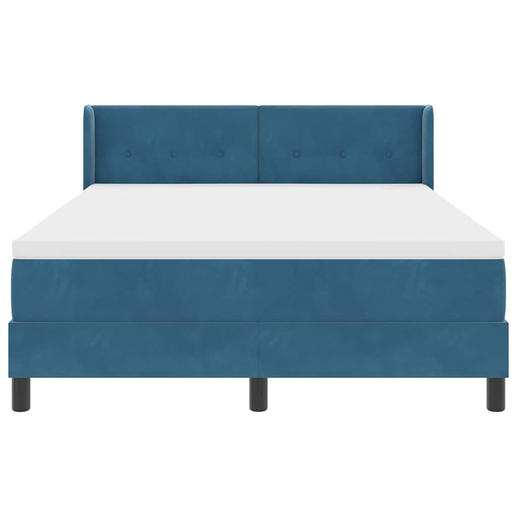 Letto a molle con testiera Blu Scuro 190 x 140 cm Velluto | homemem39