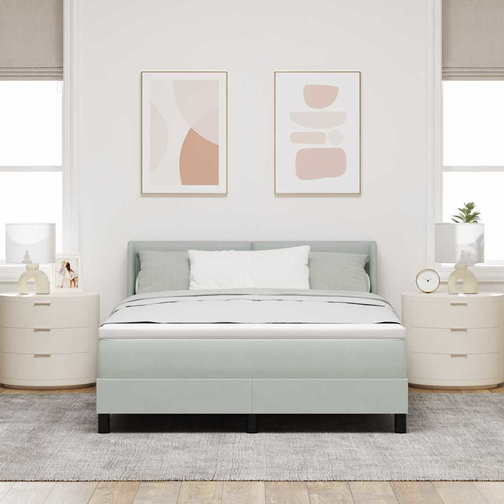Letto a molle con testiera Grigio chiaro 200 x 140 cm Velluto | homemem39