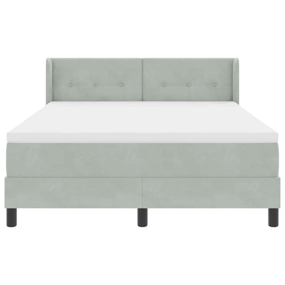 Letto a molle con testiera Grigio chiaro 200 x 140 cm Velluto | homemem39