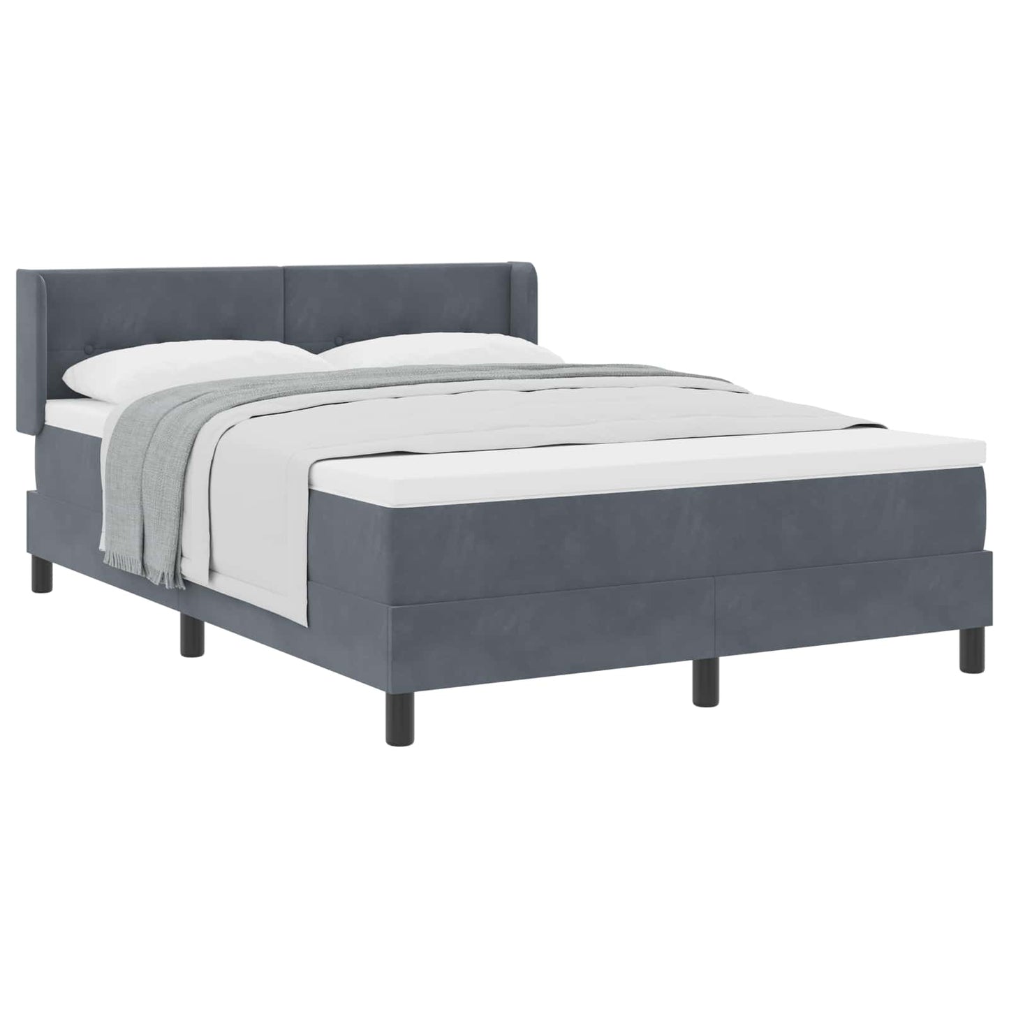 Letto a molle con testiera Grigio scuro 200 x 140 cm Velluto | homemem39