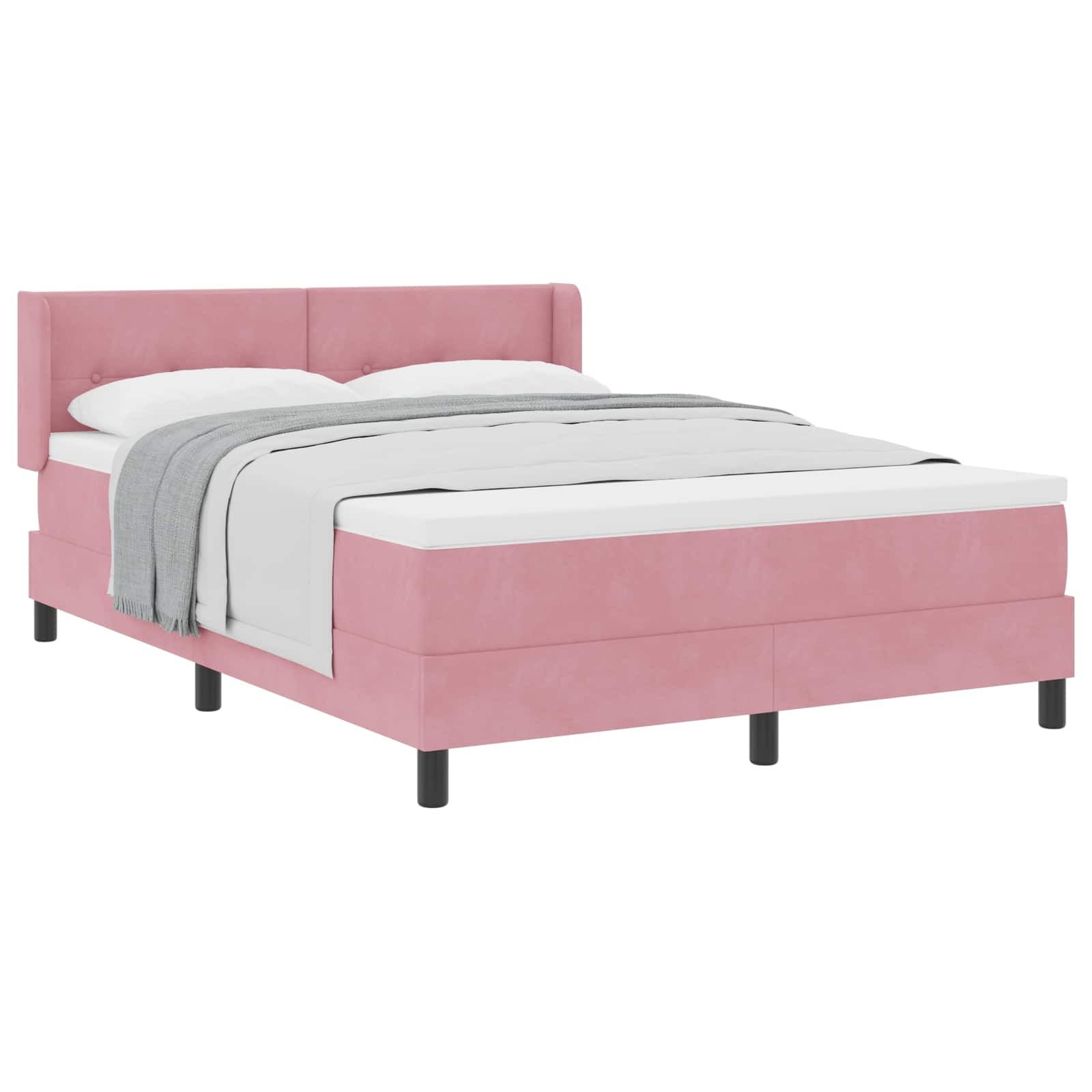 Letto a molle con testiera Rosa 200 x 140 cm Velluto | homemem39