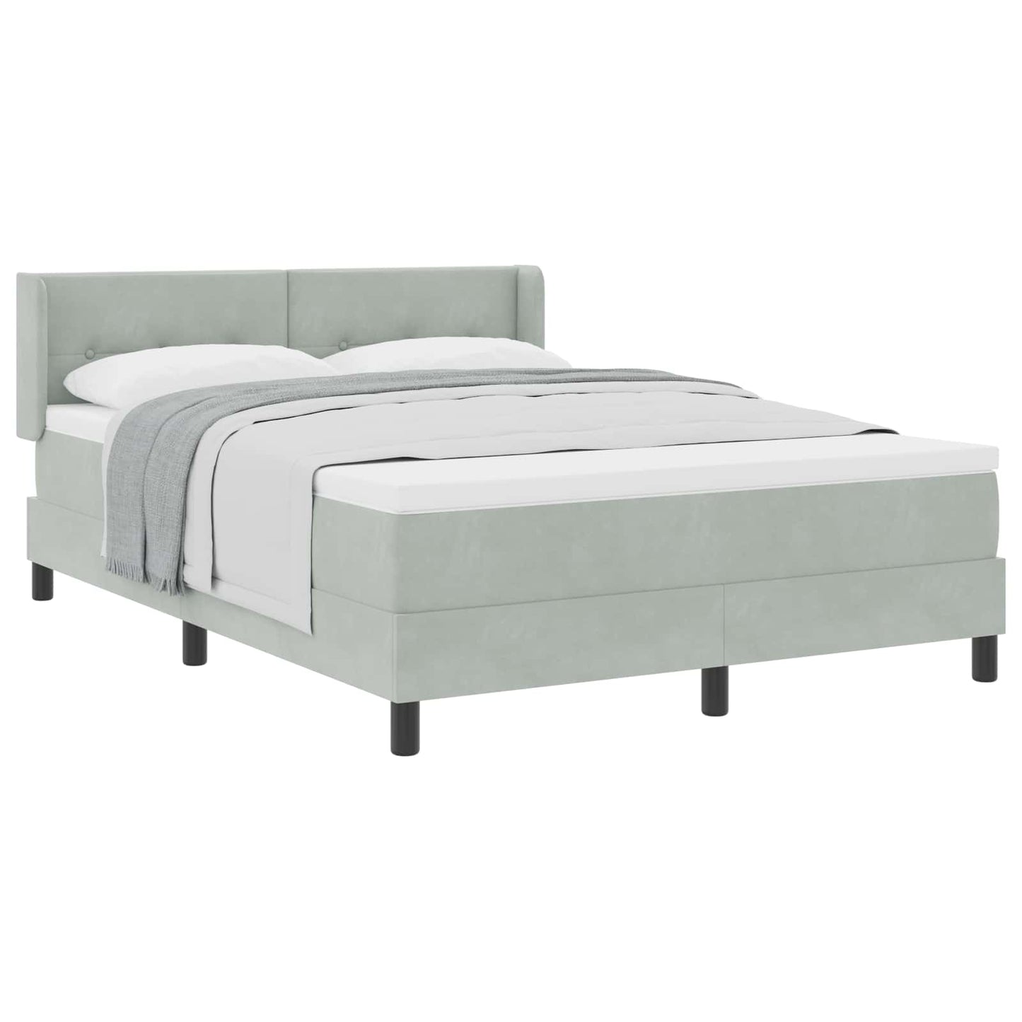 Letto a molle con testiera Grigio chiaro 200 x 160 cm Velluto | homemem39