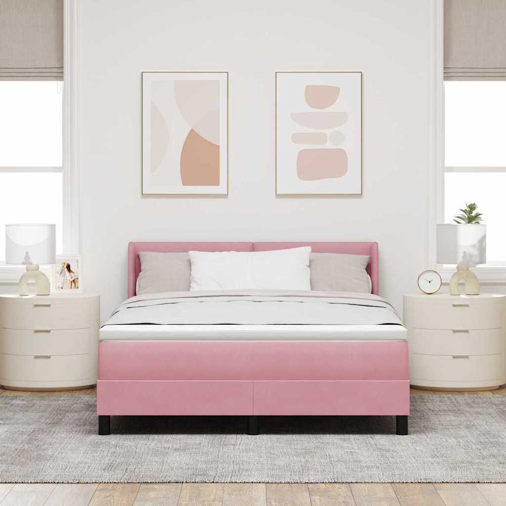 Letto a molle con testiera Rosa 200 x 160 cm Velluto | homemem39