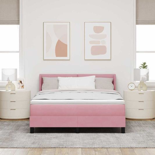 Letto a molle con testiera Rosa 200 x 160 cm Velluto | homemem39