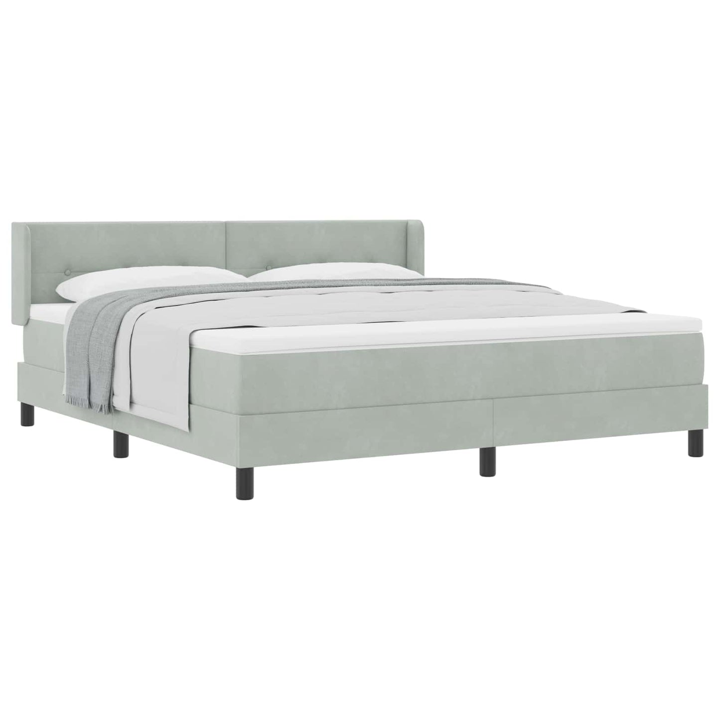 Letto a molle con testiera Grigio chiaro 200 x 180 cm Velluto | homemem39