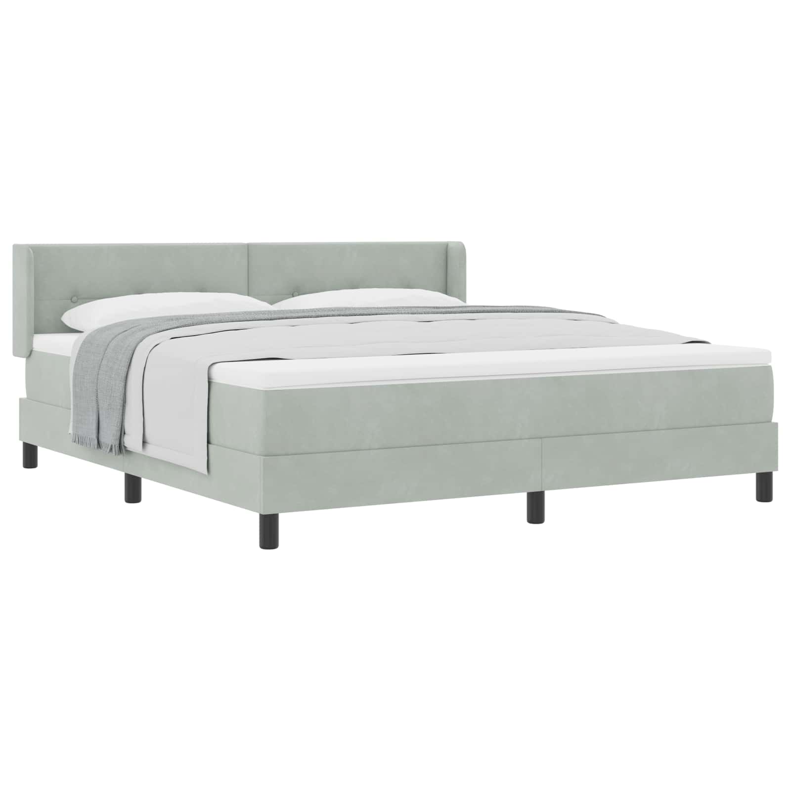 Letto a molle con testiera Grigio chiaro 200 x 180 cm Velluto | homemem39