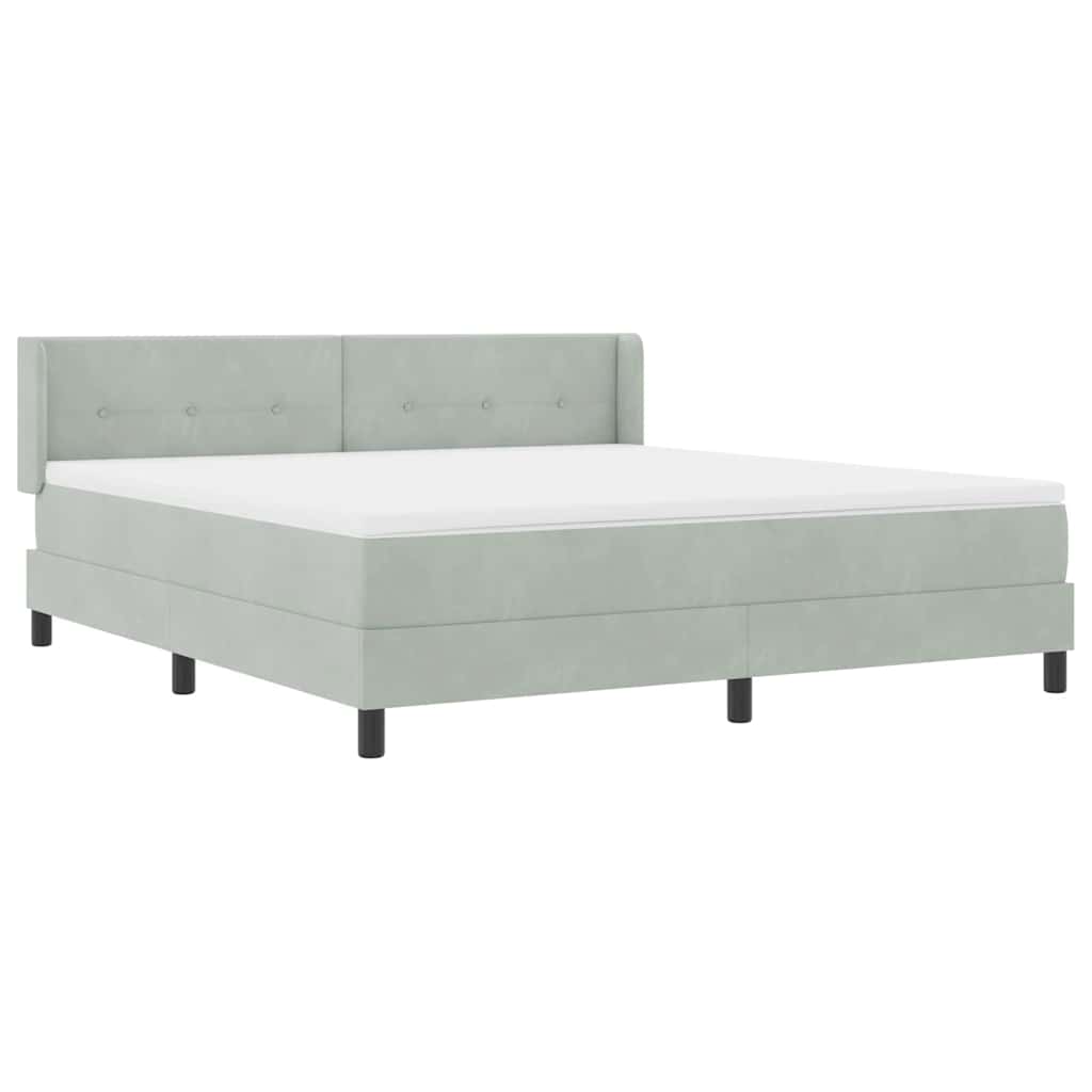 Letto a molle con testiera Grigio chiaro 200 x 180 cm Velluto | homemem39