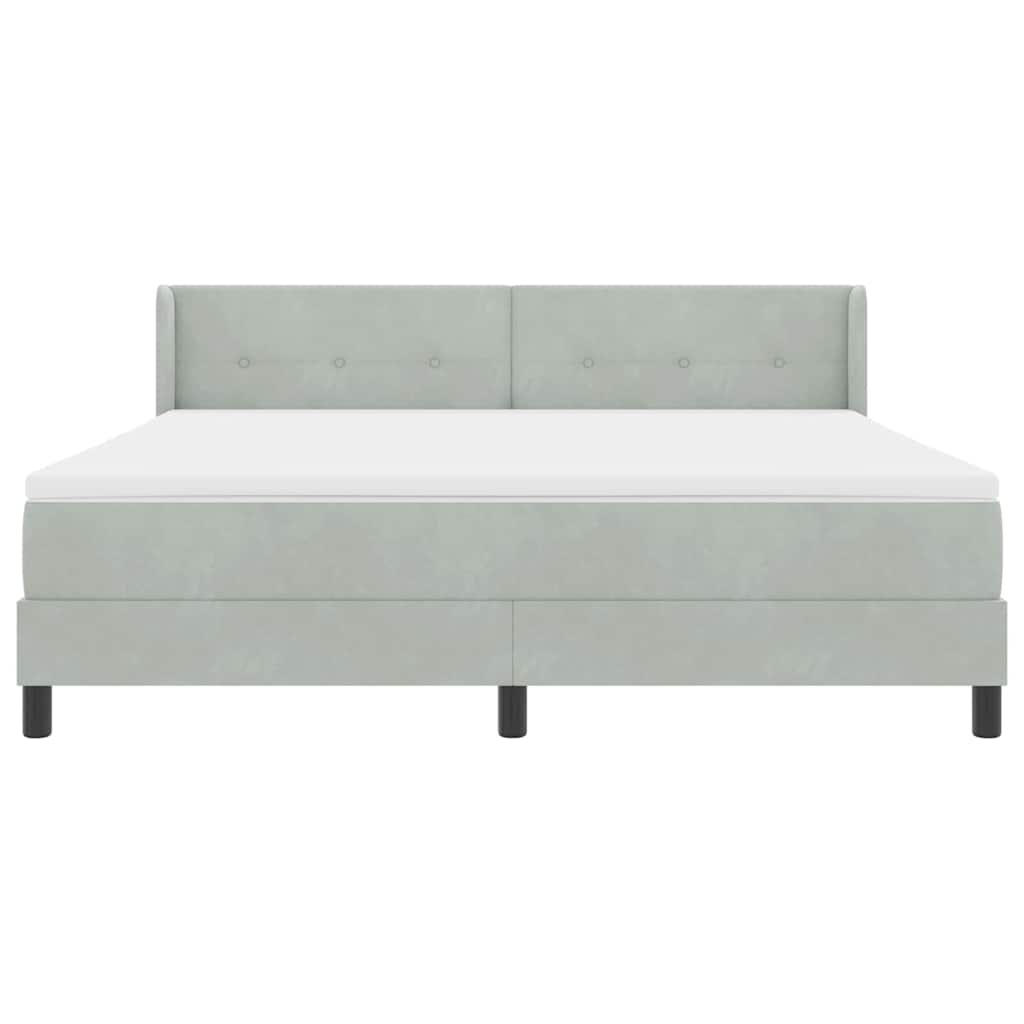 Letto a molle con testiera Grigio chiaro 200 x 180 cm Velluto | homemem39
