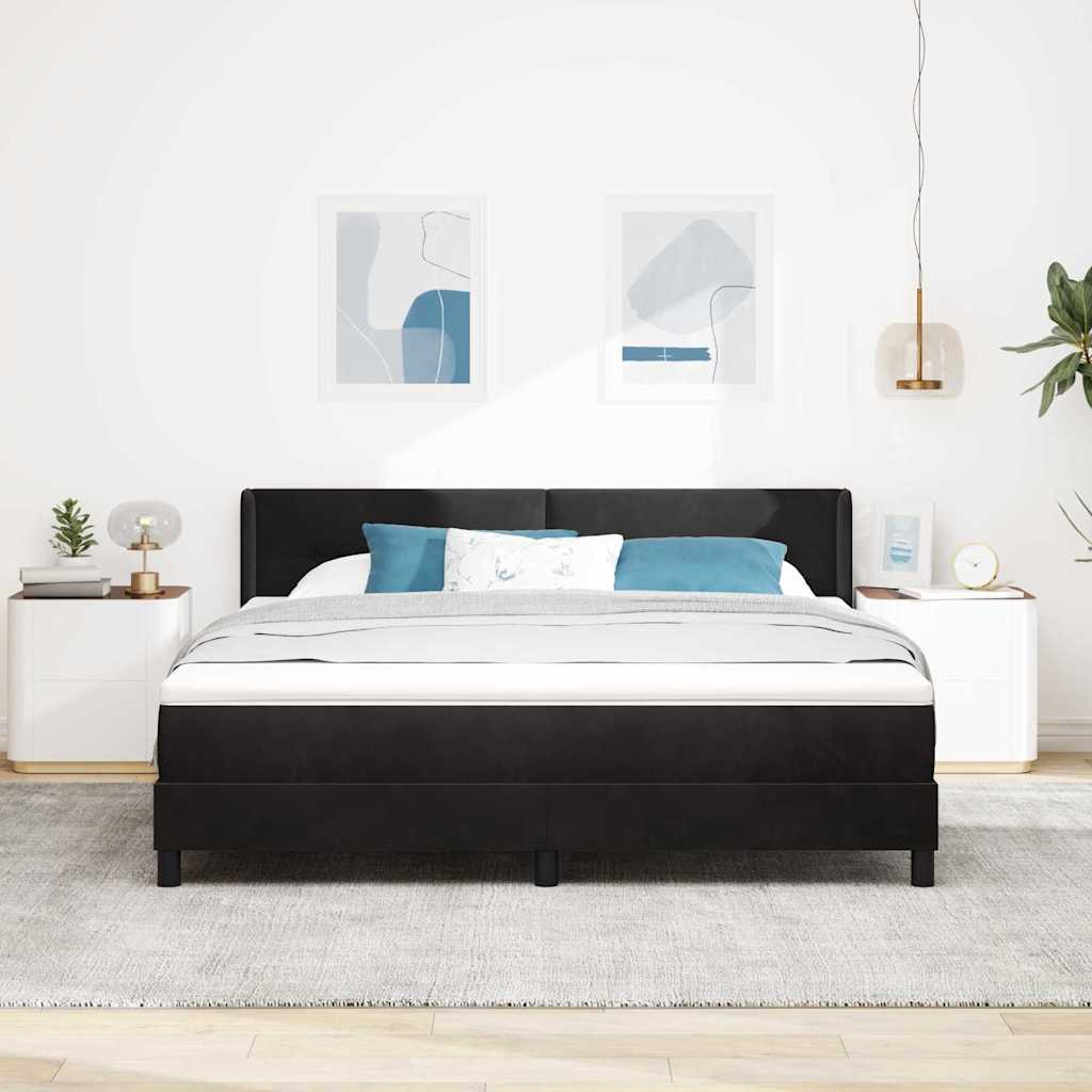Letto a molle con testiera Nero 200 x 180 cm Velluto | homemem39