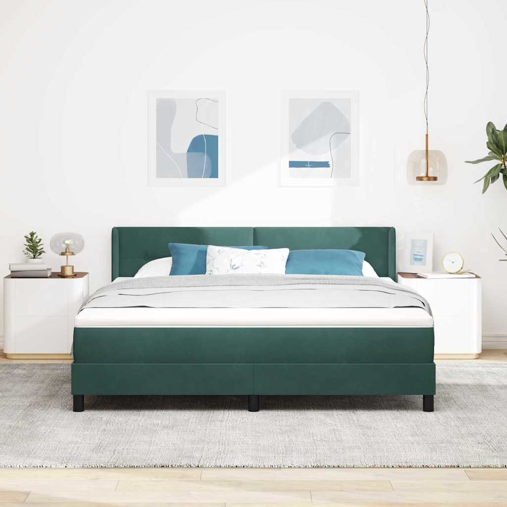 Letto a molle con testiera Verde Scuro 200 x 180 cm Velluto | homemem39
