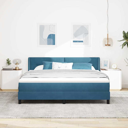 Letto a molle con testiera Blu Scuro 200 x 180 cm Velluto