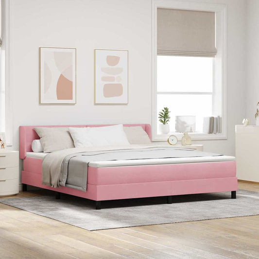 Letto a molle con testiera Rosa 200 x 180 cm Velluto | homemem39