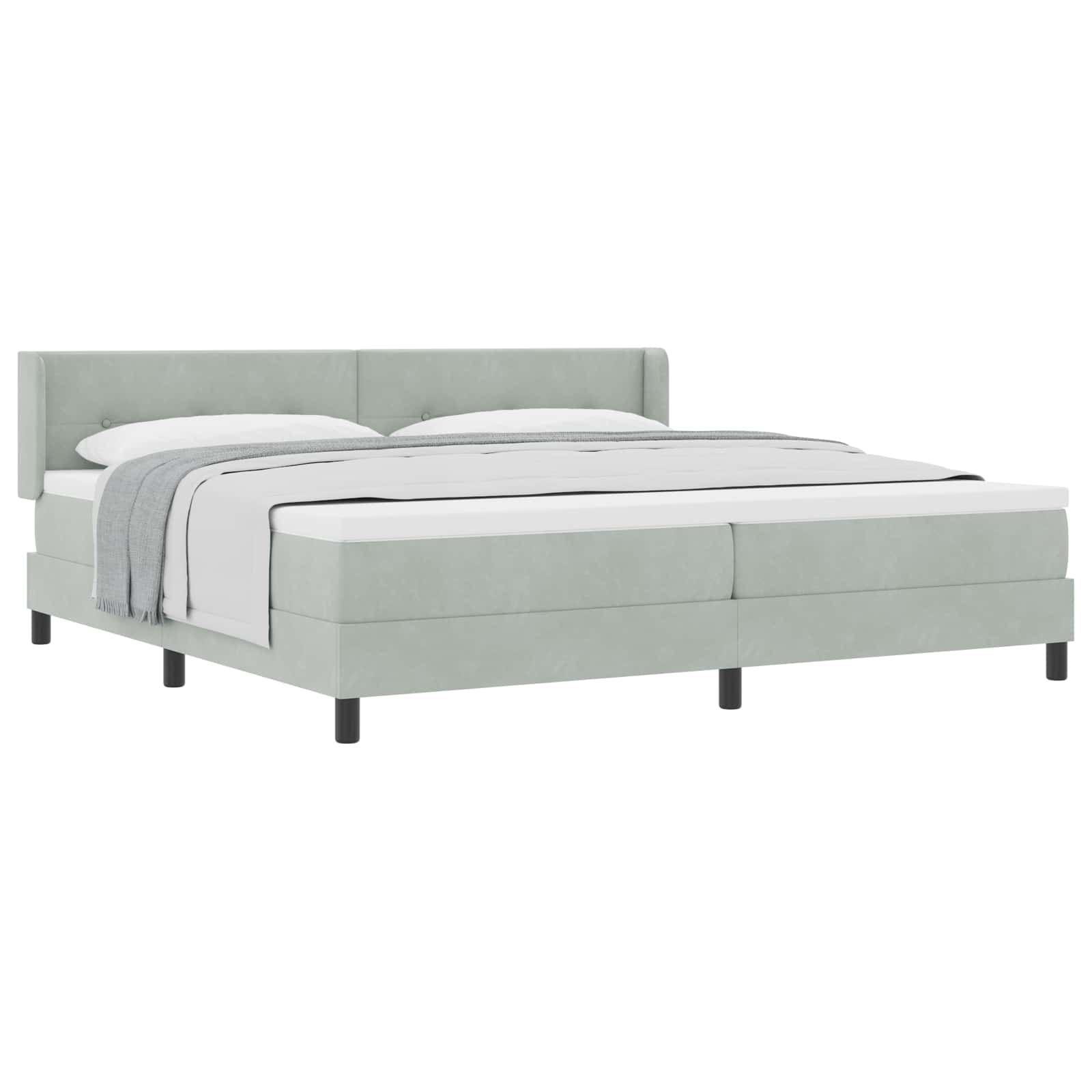 Letto a molle con testiera Grigio chiaro 200 x 200 cm Velluto | homemem39