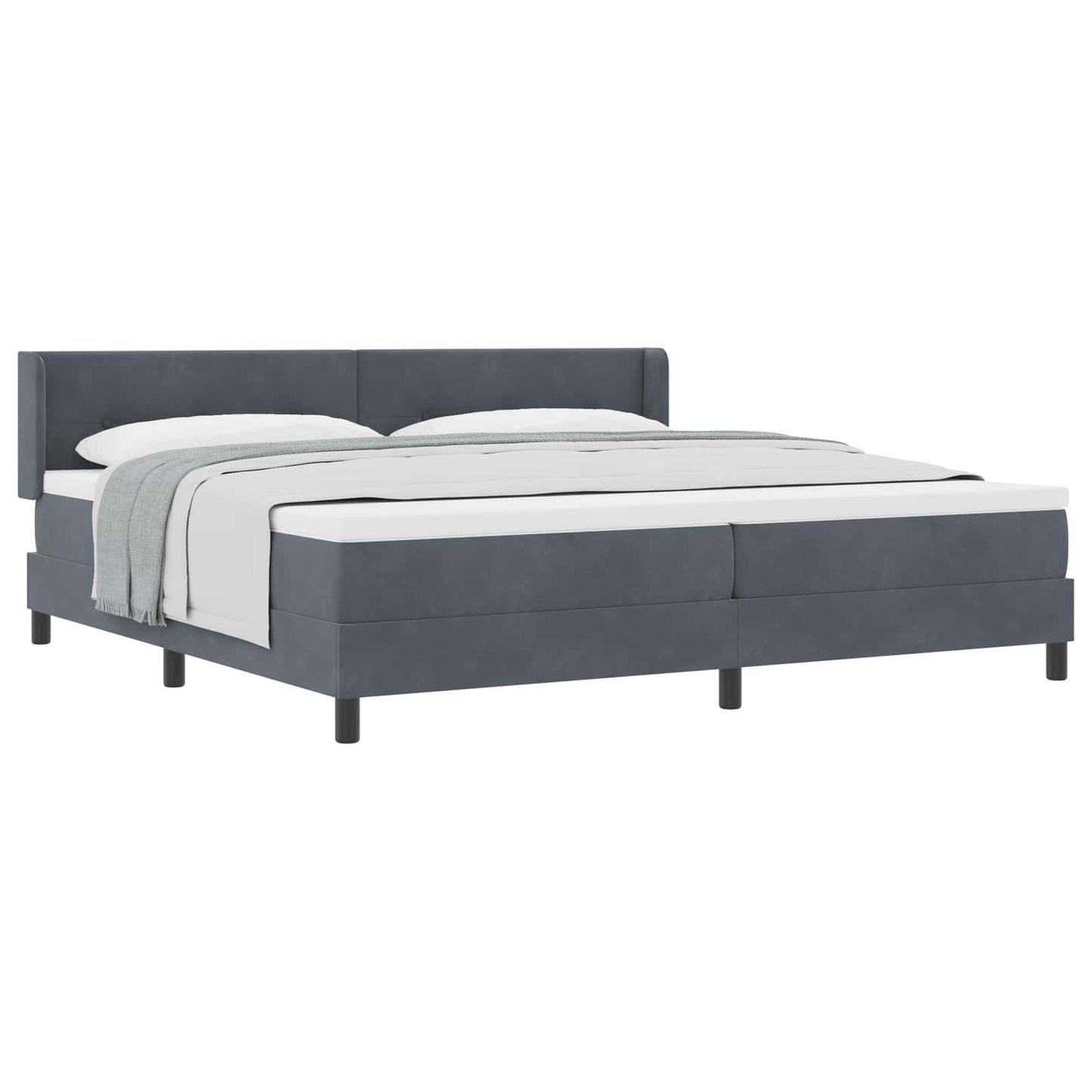 Letto a molle con testiera Grigio scuro 200 x 200 cm Velluto